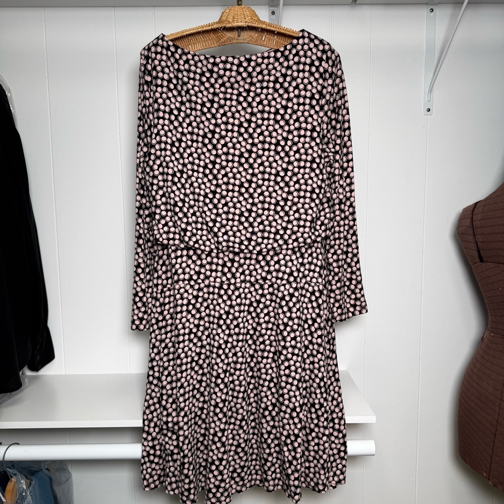 Boden Nellie Jersey Dress Long Sleeve Bubble Print Black & Light Pink Size 12 - Picture 3 of 12